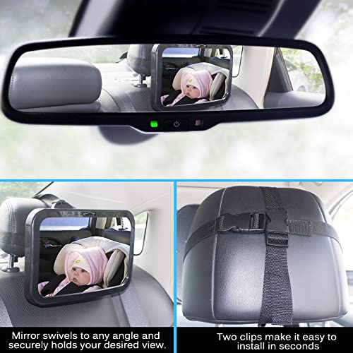 Shynerk Baby Car Mirror, Safety Car Seat Mirror for Rear Facing Infant with Wide Crystal Clear View, Shatterproof, 360° Rotation, Crash Tested and Certified - Image 6