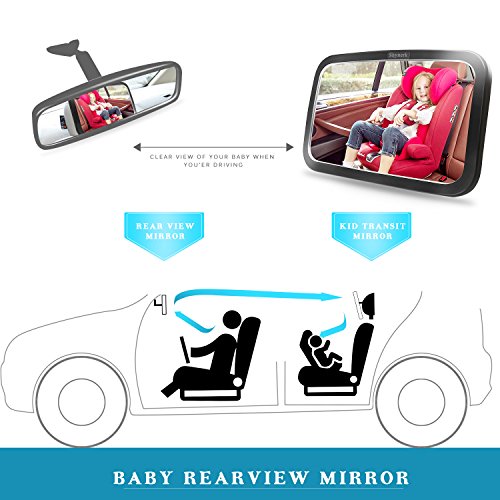 Shynerk Baby Car Mirror, Safety Car Seat Mirror for Rear Facing Infant with Wide Crystal Clear View, Shatterproof, 360° Rotation, Crash Tested and Certified - Image 7