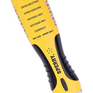 Sperry Instruments VD7504GFI DualCheck 2-in-1 Non-Contact Voltage Detector + GFCI Outlet Circuit Analyzer, 360° Visual & Audible Indicators, 50-1000V AC, 250 lb. Crush Rating