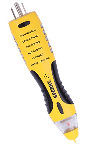 Sperry Instruments VD7504GFI DualCheck 2-in-1 Non-Contact Voltage Detector + GFCI Outlet Circuit Analyzer, 360° Visual & Audible Indicators, 50-1000V AC, 250 lb. Crush Rating