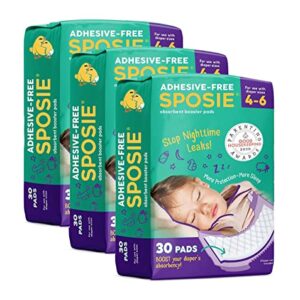 Sposie Overnight Diaper Booster Pads, Stops Leaks and Bedwetting, Original Adhesive-Free Absorbent Inserts, Helps Reduce Nighttime Changes and Rash, Use with Sizes 4-6, Made in U.S.A. 90 ct.