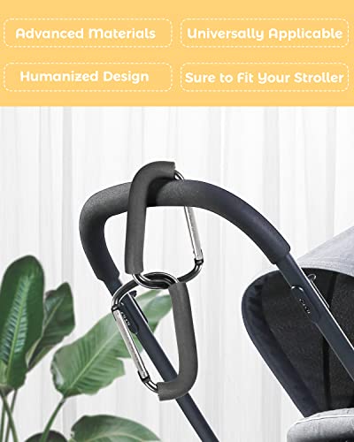 Stroller Hooks, 6.3" Large Stroller Clip, 2 Pack Stroller Hooks for Hanging Bags and Shopping, Stroller Accessories for Mommy, Large Carabiner - Image 3