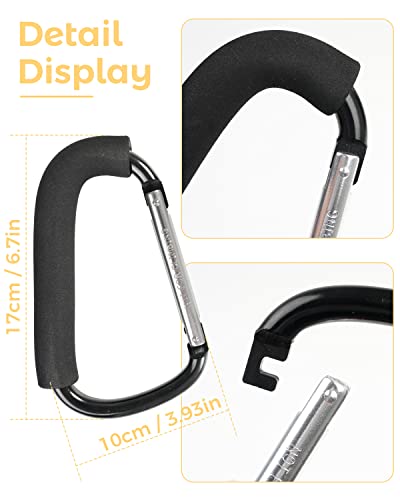Stroller Hooks, 6.3" Large Stroller Clip, 2 Pack Stroller Hooks for Hanging Bags and Shopping, Stroller Accessories for Mommy, Large Carabiner - Image 5