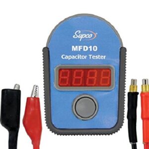 Supco MFD10 Digital Capacitor Tester with LED Display, 0.01 to 10000mF Range, 5% Accuracy