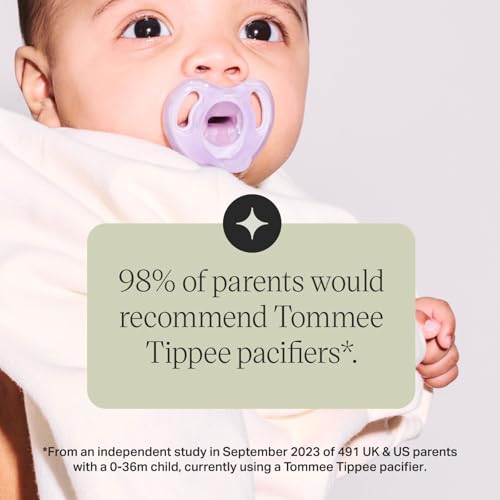 Tommee Tippee Ultra-Light Silicone Pacifier, 0-6 Months, Symmetrical One-Piece Design, BPA-Free Silicone Binkies, Blue/Green/Clear, Pack of 4 - Image 7