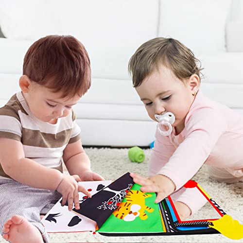 Tummy Time Baby Mirror Infant Toys Newborn 0 3 Months Brain Development with Crinkle Cloth Book Teether Black and White High Contrast Baby Toys 2 4 5 0-6 Month Boys Girls Sensory Activity Shower Gifts - Image 3