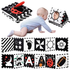 URMYWO Black and White Baby Toys, Tummy Time High Contrast Newborn Toys 0-3 Months, Soft Baby Book, Visual Stimulation Montessori Sensory Infant Toys 0-6-12 Months, Shower Gift for Boys Girls