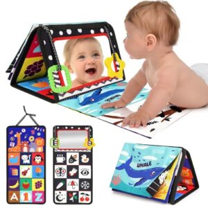 URMYWO Tummy Time Toys – Black and White High Contrast Baby Toy for Newborn – Baby Visual Stimulation Mirror – Montessori Crinkle Toy for Infant 0-3-6-12 Months – Boy Girl Shower Valentines Day Gifts