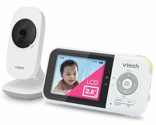 VTech VM819 Baby Monitor with Camera and Audio, 2.8” Screen Portable Baby Camera, Night Vision, 2-Way Audio, Temperature Sensor and Lullabies, Secure Transmission No WiFi, Ideal for Baby/Elderly/Pet