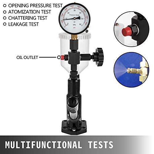 Vevor 400Bar 6000PSI Diesel Fuel Injector Tester Diesel Injector Nozzle Tester with Dual Scale Gauge to Adjust Injector Nozzle Pressure and Testing Diesel Injector Nozzle Pop Pressure Tester - Image 6
