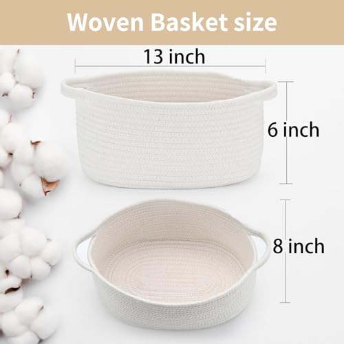Woven Cotton Rope Easter & Burr Basket with Handles, Empty DIY Gift Basket for Baby Shower, Birthday & Spring Decor, Cute Decorative Storage Organizer, 13" x 8" x 6" - Image 3