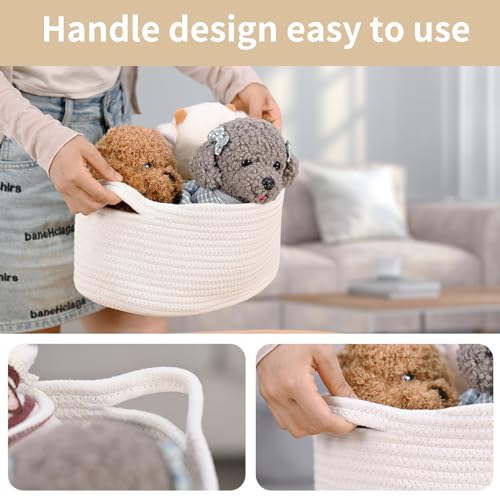 Woven Cotton Rope Easter & Burr Basket with Handles, Empty DIY Gift Basket for Baby Shower, Birthday & Spring Decor, Cute Decorative Storage Organizer, 13" x 8" x 6" - Image 4