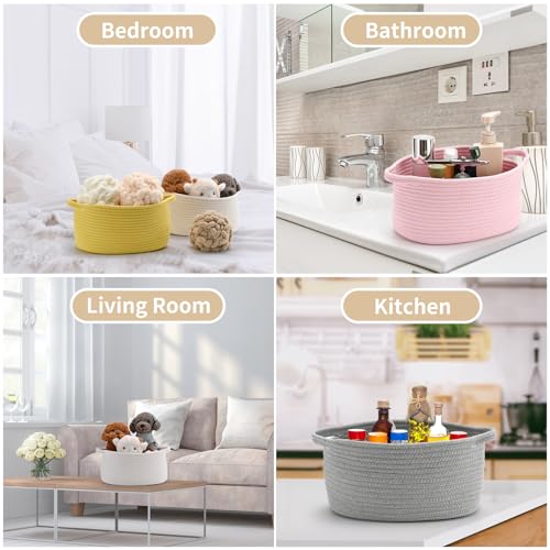 Woven Cotton Rope Easter & Burr Basket with Handles, Empty DIY Gift Basket for Baby Shower, Birthday & Spring Decor, Cute Decorative Storage Organizer, 13" x 8" x 6" - Image 6