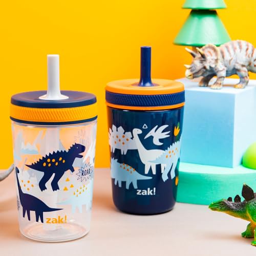 Zak Designs Kelso Toddler Cups For Travel or At Home, 15oz 2-Pack Durable Plastic Sippy Cups With Leak-Proof Design is Perfect For Kids (DinoRoar, Zaksaurus) - Image 5