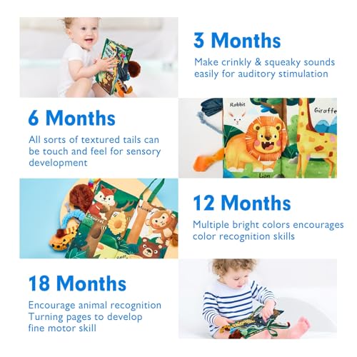 hahaland Baby Books 0-6 Months,Infant Tummy Time Toy Sensory Toys 6 to 12 Months Touch Feel Book Travel Toy Gifts for Boy Girl 0-3 Month Baby Shower Birthday Easter Basket Stuffers (Single) - Image 6