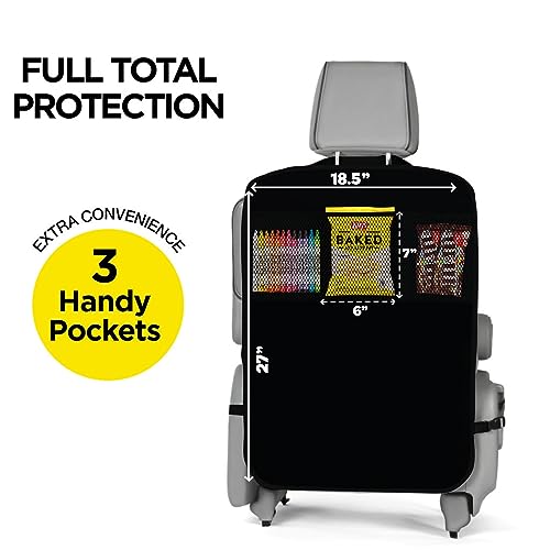 lebogner Back Seat Cover For Kids + 3 Pocket Storage Organizer, 2 Pack X-Large Waterproof Kick Mats Backseat Protector, Car Seat Back Protectors For Vehicles To Protect From Dirt, Mud & Scratches - Image 4