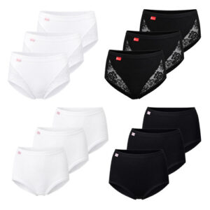 Womens Bikini Briefs 100% Cotton High Leg Ladies Knickers Underwear, Pack Of 12