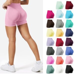 Women’S Washed Yoga Shorts Fitness Quick Drying High Waist Workout Biker Shorts