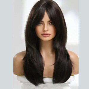 UK Real Hair New Gorgeous Women Long Mix Brown Straight Hair Human Wigs