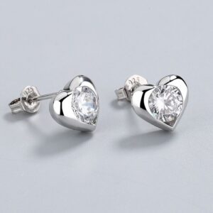 Women Girls 925 Sterling Silver Heart Dangle Drop Stud Earrings Jewellery Gift