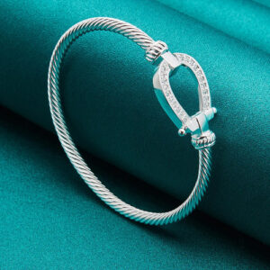 925 Sterling Silver Bangle Bracelet Spinning Ball for Women Adjustable UK New
