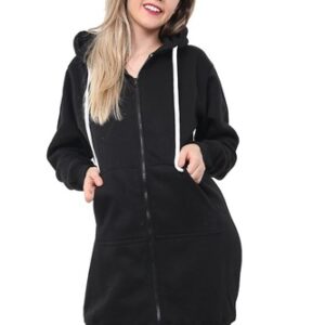 Women Ladies Long Hooded Hoodie Zip Up Pocket Jumper Fleece Coat Sweatshirt top