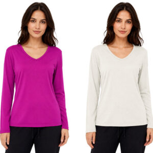 Women Ladies Baggy Loose Fit Oversized Turn Up Batwing Sleeve V Neck Top T shirt