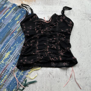 Red Vintage Floral Print Y2K Cami Top Women Aesthetic Cute 2000s Camisole Slim