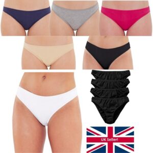 Just Essentials Women’s Ladies Hi-Leg Briefs Multipack of 4 Cotton Plain Colours