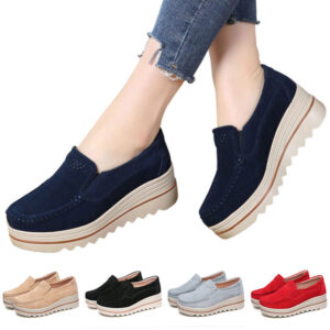 Womens Casual Shoes Platform Ladies Slip On Loafers Round Toe Sneakers Flat Size