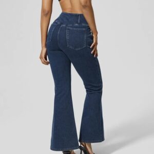 Halara High Waisted Crossover Pocket Washed Stretchy Casual Super Flare Jeans