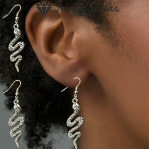 Vintage Snake Shape Dangle Earrings Sterling Silver Jewelry Gift For Women Girls