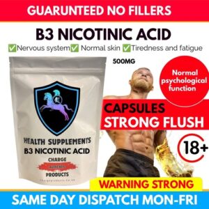 Niacin Vitamin B3 Strong 500mg Capsules Flushing Nicotinic Acid NAD