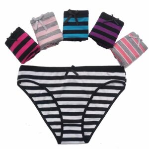 6 Pack Womens Ladies Cotton Knickers Underwear Seamless Striped Panties Briefs