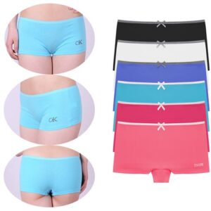 Pack of 6 Womens Underwear Plain High Waist Seamless Stretch Ladies Boxer Shorts