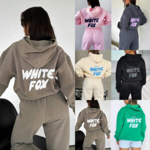 UK White Fox Boutique Hoodies Tracksuit Set Sweatshirt Sweatpants Womens 2 Piece
