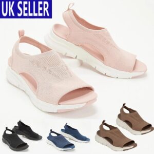 Sandals Shoes Elastic Ladies New Summer Womens Open Toes Ladies Comfy Flat Size