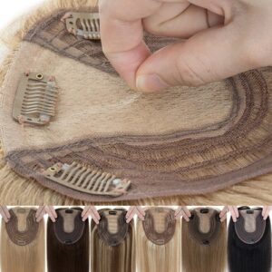 Women Hair Topper Clip In Real Human Hair Piece for Thinning Hair Middle Part