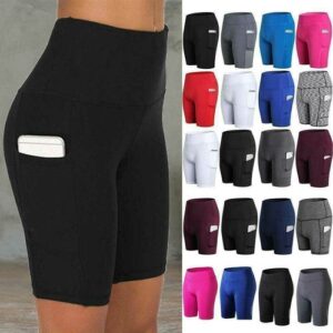 Womens High Waist Cycling Shorts Running Leggings Gym Ladies Sports Yoga Pants