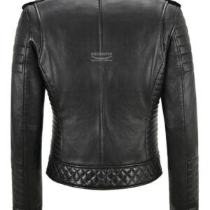 Ladies Leather Jacket Classic Biker Style Black REAL Leather Womens Jacket 2380