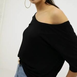 Womens Plain Slash Neck Oversized Baggy Top Ladies Off Shoulder Bardot T Shirt