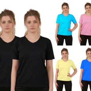 Womens V-Neck Tops Summer Short Sleeve Blouse Casual Loose Tee T Shirt Plus Size