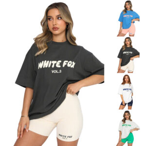 Summer White Fox Tracksuit Set Womens Ladies 2PCS T-Shirt Shorts Casual Outfits