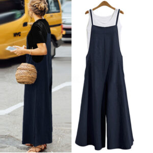 Women Plus Size Loose Cotton Blend Jumpsuit Dungarees Playsuit Trousers Overalls