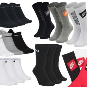 NIKE SOCKS 3 PAIRS PACK – LIGHTWEIGHT CREW ANKLE MENS WOMENS SPORTS