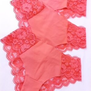 3-Pack Designer Women’s Briefs Brazilian Lace Floral Knickers Multipack Coral