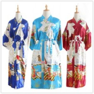 New Bride Long Women Kimono Robe Satin & Silk Fairy Bathrobe 120cm/47inch