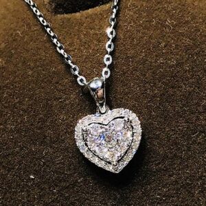 Heart Crystal Pendant 925 Sterling Silver Chain Necklace Women Xmas Jewellery UK