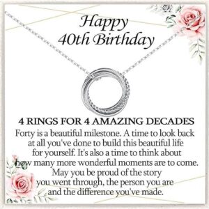 Gift 40th Birthday Gifts for Women Silver Necklace Jewellery for Daughter Sister