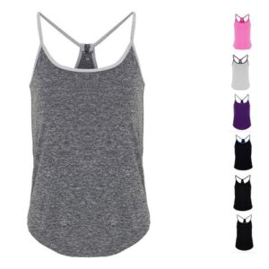 TriDri Womens Slim Racer Back Spaghetti Straps Vest Gym Fitness Running Yoga Top